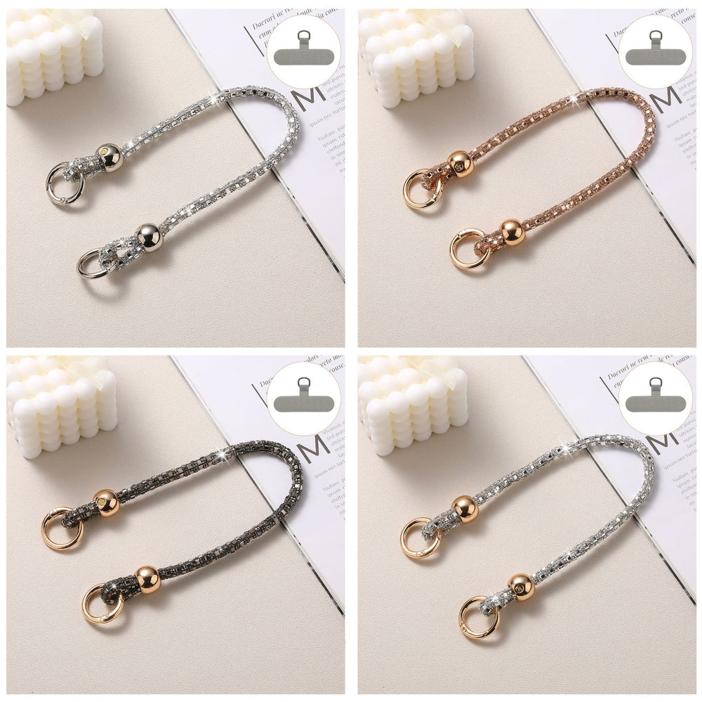 Luxury rhinestone beaded crystal phone lanyard - long crossbody phone strap with shoulder strap attachment for bags