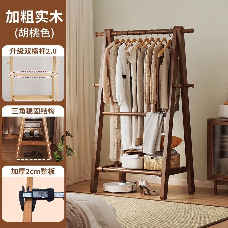 Foldable solid wood clothes rack - freestanding wardrobe for bedroom, living room, and home use - clothes storage, coat rack, and drying rack for rooms