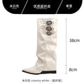 Petites heightened knight boots women's boots winter wedge suede pointed toe long boots khaki color pile boots