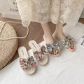 Women's summer slippers - new 2024 collection: versatile, fairy-tale style, sweet bow detail, flat sandals for beach & poolside
