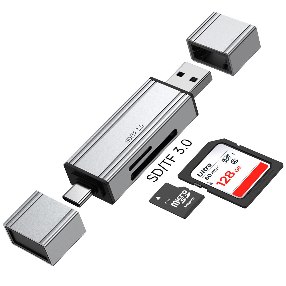 wireless 2.0 & 3.0 2-in-1 card reader - sd/tf card converter with usb and type-c ports