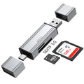 wireless 2.0 & 3.0 2-in-1 card reader - sd/tf card converter with usb and type-c ports