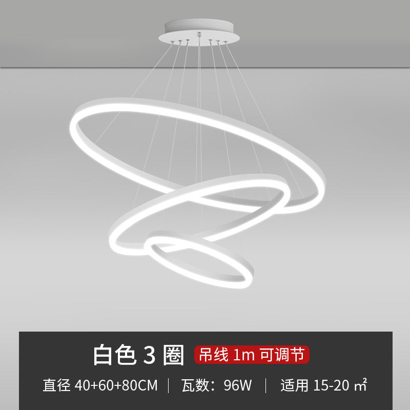 Living room chandelier modern simple lighting Internet celebrity light luxury Nordic lighting creative ring bedroom bar restaurant led