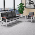 Office sofa and coffee table set - minimalist modern reception desk with iron frame, business three-seater sofa