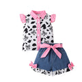Children's clothing  cross-border fashion pink plaid printed pattern tops denim