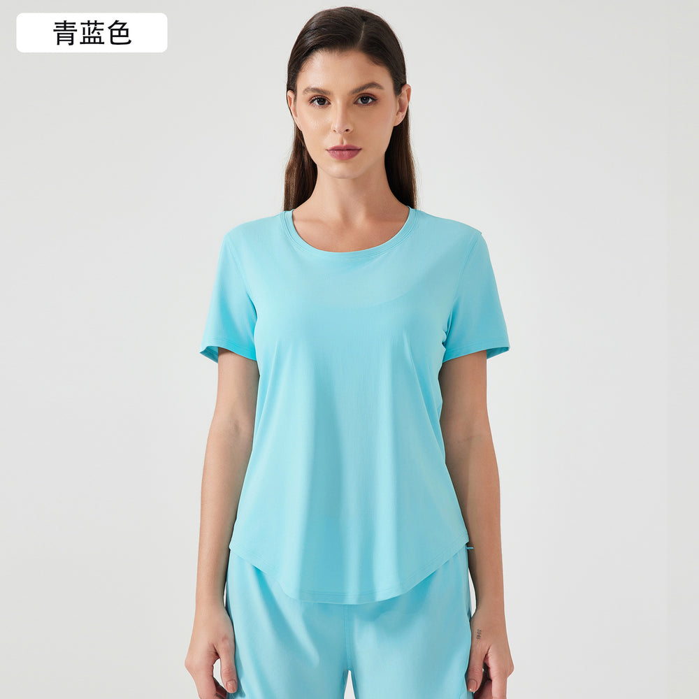 New lightweight, breathable, quick-dry, loose-fit activewear top - versatile, slimming, and figure-flattering short-sleeve yoga shirt d25017