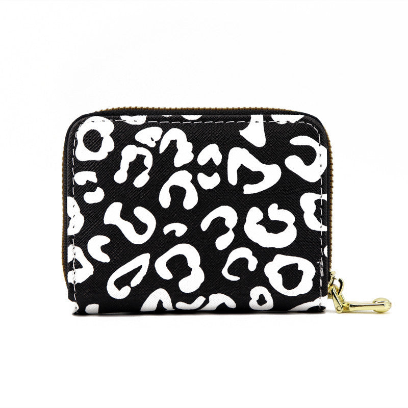 Personalized leopard print card bag, multi-functional change bag, organ-style small and exquisite large-capacity card holder, credit card holder.