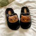 Cartoon kitty cat fuzzy one-strap cotton slippers - new autumn/winter collection for women, thickened outdoor/indoor warm slippers