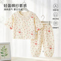 Class a pajamas gauze pure cotton spring summer thin baby air-conditioning home clothes 7-quarter sleeves + pants kidssuit