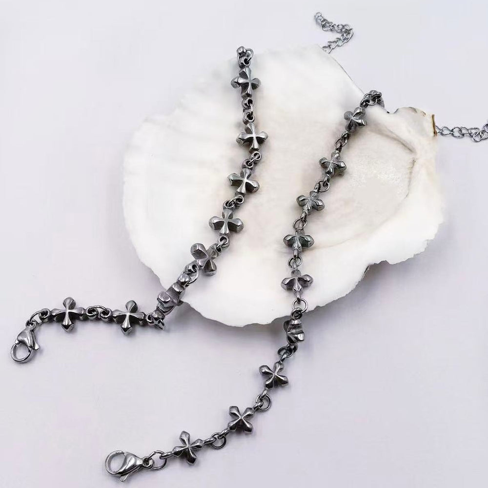 hot-selling cross patchwork necklace for men, punk style, hip-hop, versatile bracelet, european and american niche jewelry, trendy