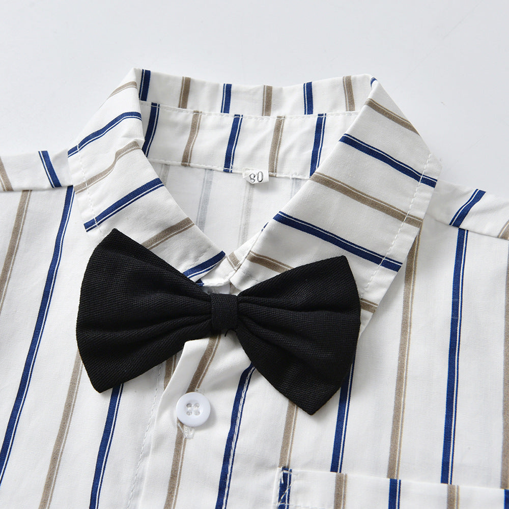 British gentleman's two-piece suit: spring/autumn cotton pique striped outfit for baby/toddler boys - perfect for birthdays!
