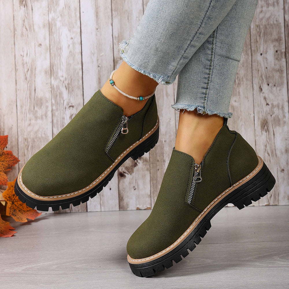 Amazon fashion cross-border plus size 35 to 43 fall and winter beautiful versatile thick heel suede side zipper fashion boots wholesale