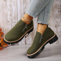 Amazon fashion cross-border plus size 35 to 43 fall and winter beautiful versatile thick heel suede side zipper fashion boots wholesale