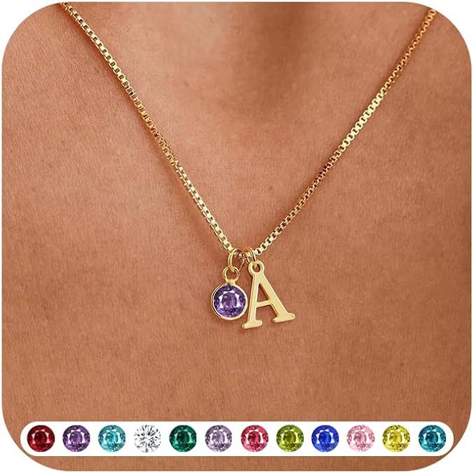 new arrival women's initial birthstone necklace fashion 14k gold-plated letter casualeasiest for match clavicle chain