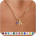 new arrival women's initial birthstone necklace fashion 14k gold-plated letter casualeasiest for match clavicle chain