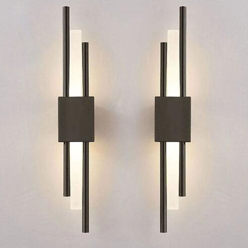 Italian normcore double pole long frosted soft light strip house staircase entrance living room background wall normcore linear wall lamp
