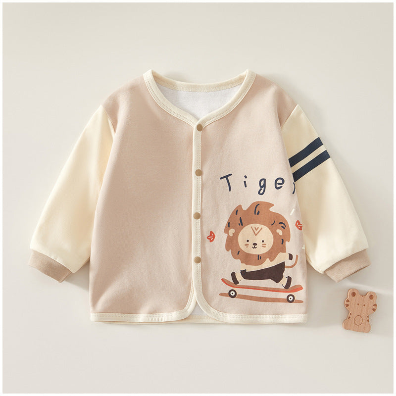 Babycare newborn baby pure cotton double-layer cardigan, korean style autumn outwear, autumn/spring children's clothing
