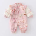 Baby spring & fall onesie, first birthday chinese style outfit, romper, chinese style newborn 100-day celebration outfit, crawling suit for baby girls