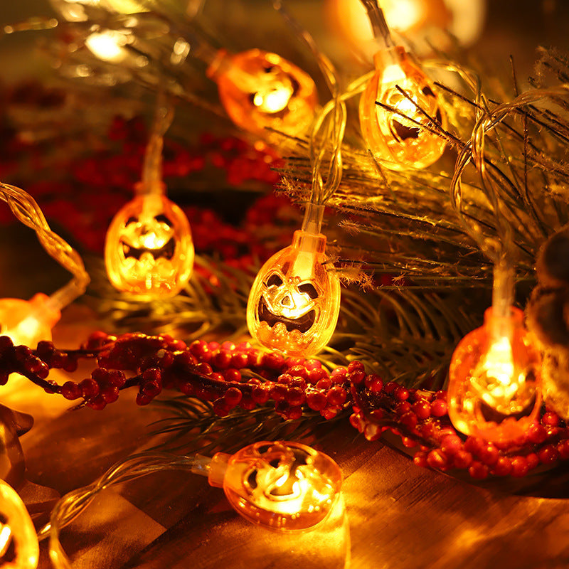 Cross-border wholesale Halloween led light string usb courtyard decoration pumpkin lamp indoor festive atmosphere string light battery box
