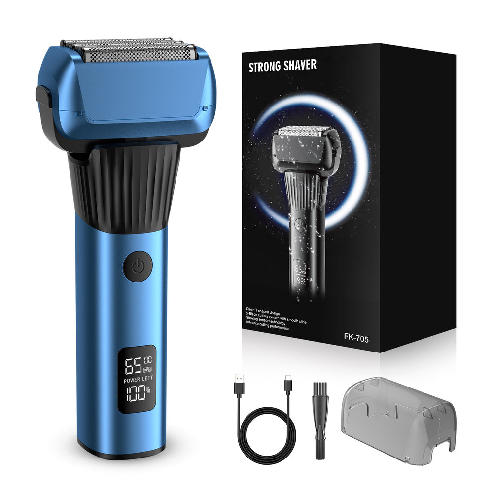 Wholesale floating five-blade aluminum foil electric shaver reciprocating washable digital display fast charging shaving razor cross-border