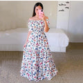new spring/summer cross-border fashion: european and american style women's one-shoulder floral print maxi dress - off-the-shoulder fairy dress