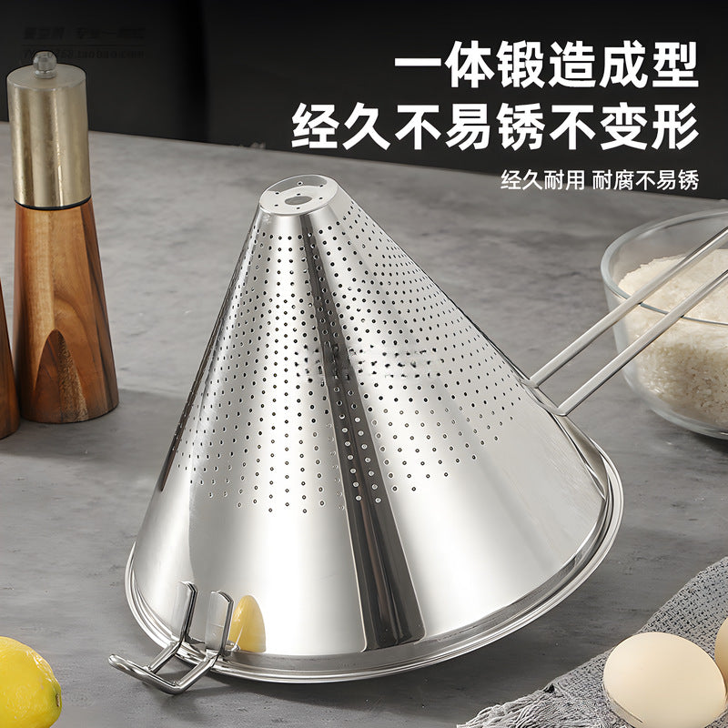 304 stainless steel long-handled funnel - household oil drainer, filter, wine pourer, coffee & soy milk residue cone - fine mesh filter