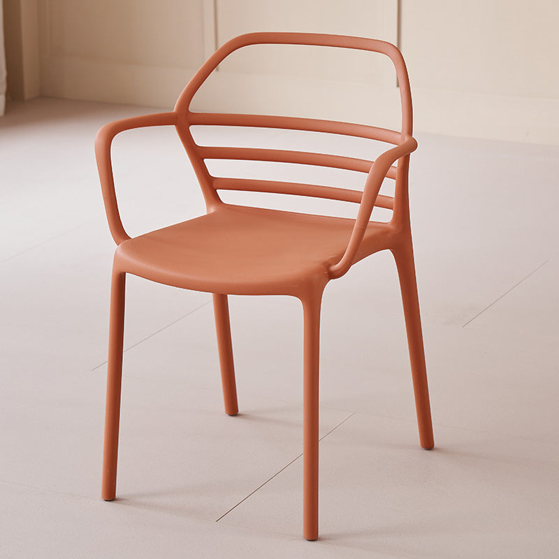 Modern casualthickened plastic cut out dining chair outdoor milk tea shop backrest armrest negotiation chair stackable stool