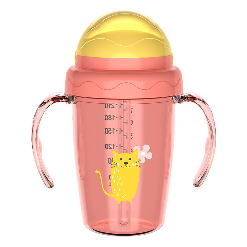 English boxed children's water cup Baby learning drinking cup Anti-drop and leak-proof straw cup with handle Direct drinking cup Baby water cup