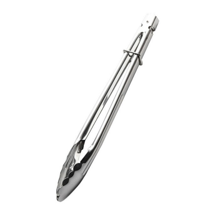 Stainless steel home & outdoor food tongs - bbq tongs, buffet food tongs, kitchen bread tongs, steak tongs, red rubber grip