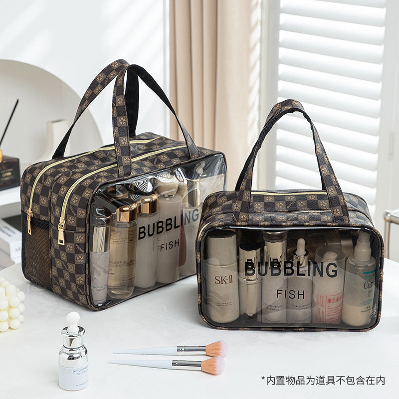 Yulang plaid cosmetic bag large capacity portable toilet bag waterproof swimming bag travel storage bag light luxury beach bag