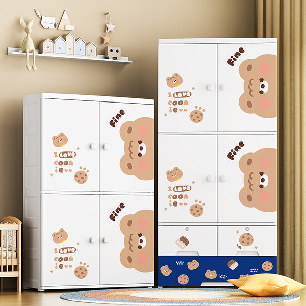 Extra large plastic storage cabinet Assembled finishing cabinet Open door Locker Cartoon baby Children's wardrobe
