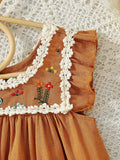e-commerce vintage lace girl's dress, embroidered lace, small pocket, beach vacation dress, dropshipping available