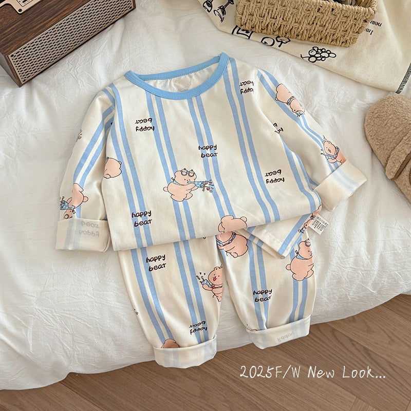 Kids' thermal underwear set - baby boys & girls autumn cotton pajamas - class a warm pure cotton lycra sleepwear