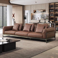 Industrial style down leather sofa personalized living room simple straight row italian accessible luxury leather sofa carbon stainless steel frame