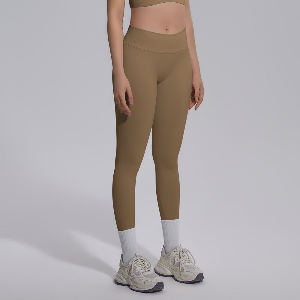 seamless knittingpure colorv waist tight breathable butt lifting yoga pants sports running fitness casual nine-point pants