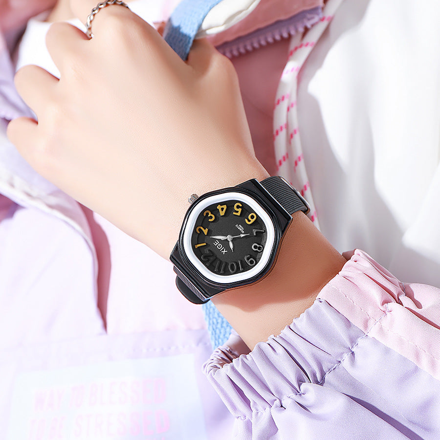 New candy-colored silicone strap waterproof women's watch student watch dopamine color block quartz watch - wholesale from manufacturer