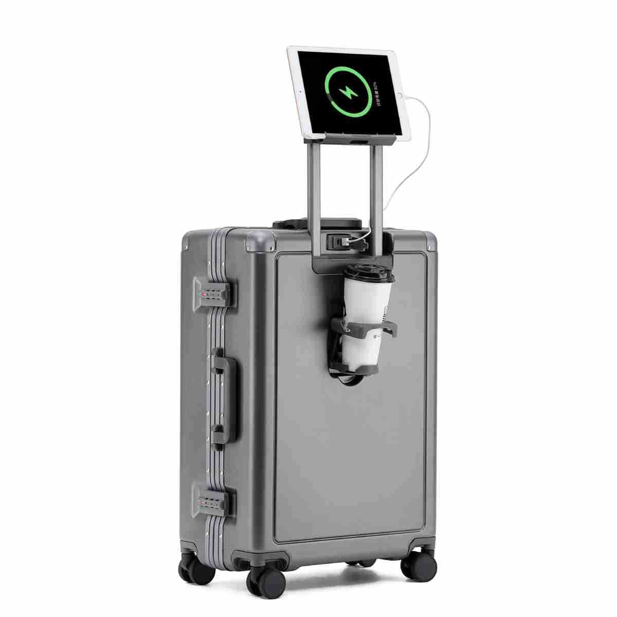 Pinghu new suitcase women's 20-inch boarding case aluminum frame high-value trolley case silent wheel leather case password case