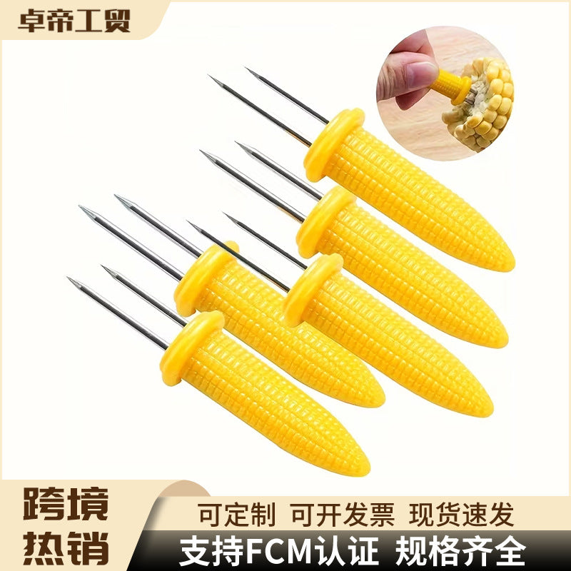 hot-selling barbecue tools stainless steel barbecue skewers heat-insulated corn forks bbq barbecue forks iron skewers for barbecue