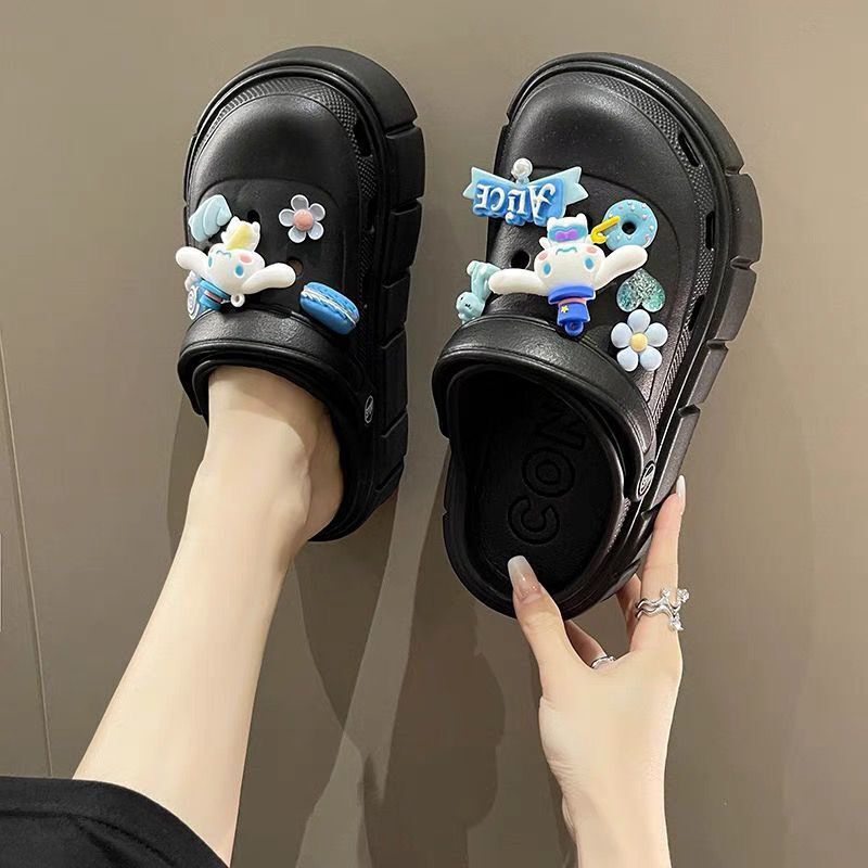 Baotou shoes heightenedthick solecute crocs women's summer slippers crocs diy accessories non-slip 2025new arrival