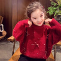 christmas kids' sweater - fleece-lined, extra thick, chinese new year style. versatile knitted base layer for boys and girls