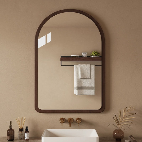 Medieval style arched mirror wall-mounted self-adhesive toilet washbasin bathroom mirror non-punching wall-mounted makeup mirror