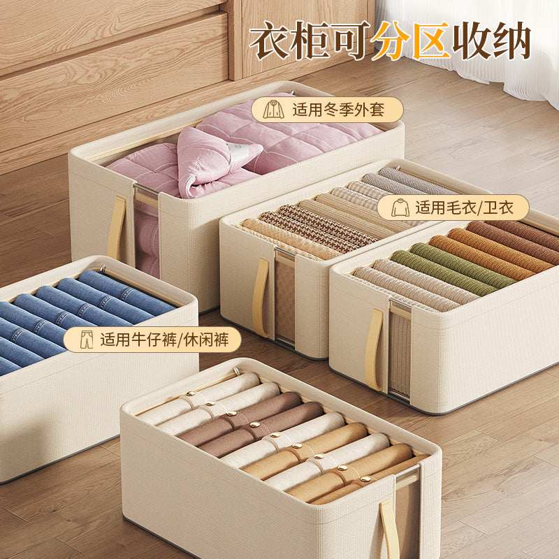 Oxford cloth mesh steel frame storage box visual desktop storage box household wardrobe clothes separation dormitory storage box