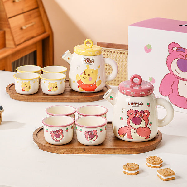 Strawberry Bear Ceramic Tea Set High Value Household Teapot Teacup Tea Tray Gift Box Holiday Gift
