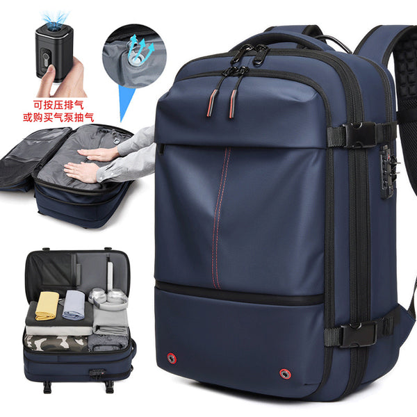 Backpack Men's Large Capacity Leisure Multifunctional Luggage Bag Vacuum Compression Dry and Wet Separation Business Travel Computer Bag