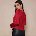 long-sleeved satin shirt for women spring and summer export independent station lantern sleeve satin shirt tops