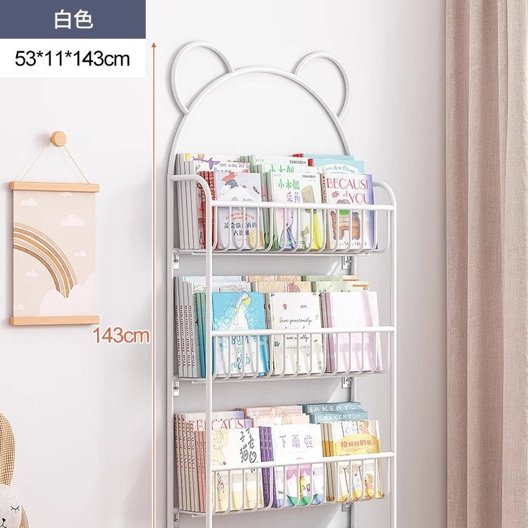 Behind the door shelf wrought iron ultra-thin bookshelf floor-to-ceiling children's simple extremely narrow crack wall wall hanging household storage cabinet