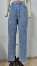 European and american cross-border women's summer new arrivals:  independent site washed cropped top + pearl pants set - trendy style