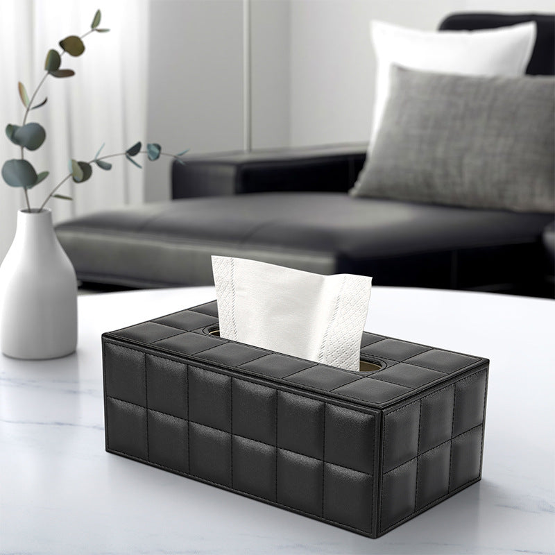 Light luxury tissue box Living room coffee table Premium desktop leather paper box Home hotel restaurant High value paper box