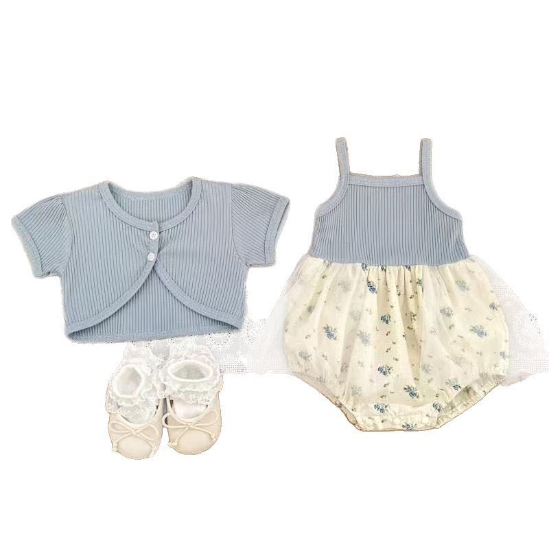 Summer outfit baby chic cute little princess super fairy mesh suspender romper dress baby girl bodysuit summer style