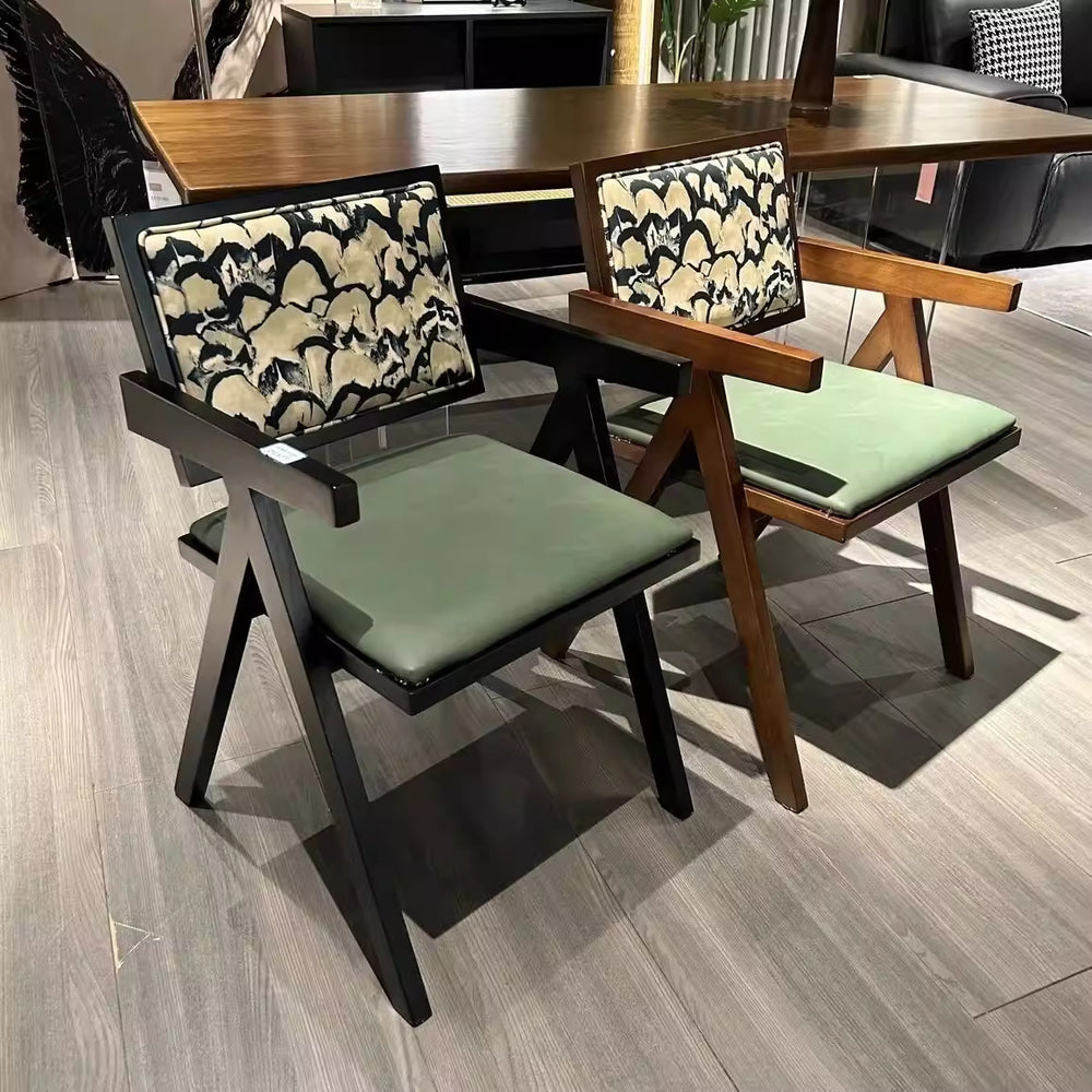 Used wabi-sabi style light luxury solid wood chair chandigarh home chair retro armchair stool high back dining chair